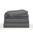 thumbnail image 4 of 3-Piece Stripe Dark Grey Polyester Bed Sheet Set, Twin –18 inch Deep Pocket, 4 of 5