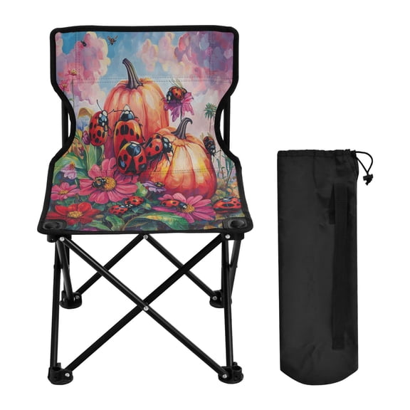 YAZAOO Camping Chairs Modern Pumpkin Patch Ladybug Parade Pattern Folding chair