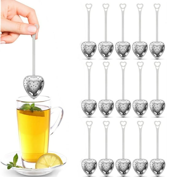 Heart Tea Infuser for Loose Leaf Tea Steeper – 15 pcs Rust-Resistant Stainless Steel Diffusers with Sturdy Clasp – Easy Brewing, No Loose Leaves, Great for Parties & Gifting