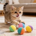 thumbnail image 4 of Latex Foam Cat Toys Balls | Interactive Two Tone Cat Balls with Feathers for Independent Play and Chasing Random Colors Single Pack, 4 of 9