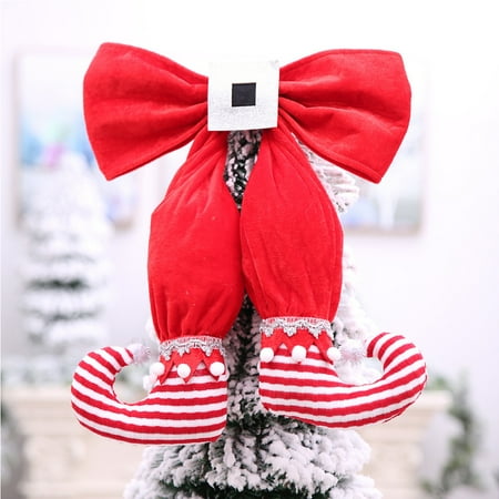 Large Elf Door Christmas Elf Boot Shaped Bowknot Ornament Hanging Pendant for Xmas Tree Wall Door Window Decoration Random Colour ()