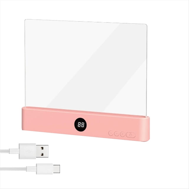 Luz de Lectura LED , Recargable, Transparente, con 3 Colores y Temporizador, Ideal para Leer Libros A Toda Página, Color Rosa.