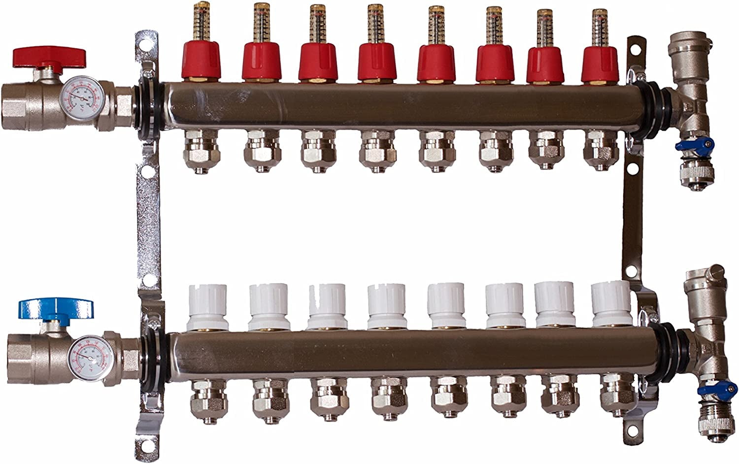 DMNI 8 Loop PEX Plumbing Manifold 1" Radiant Floor Manifold 2 Wire