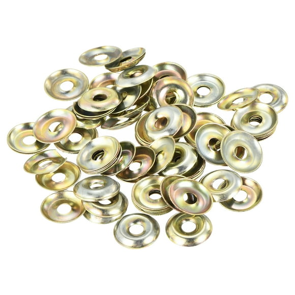 100Pack Cup Washer Countersunk, Iron Yellow Countersunk Finish Washers for M4 Screws(M4 ID x 14mm OD x 2mm Thick)