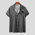 thumbnail image 2 of WREESH Men's Button Down Shirts Fashion Print Short Sleeve Turndown Collar Shirts Casual Tops Dark Gray, 2 of 5