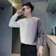 thumbnail image 3 of Ropa para hombre, sudaderas sin capucha, ajustadas, para hombre, jersey, camiseta de color degradado, sudadera de una pieza, holgada, de alta calidad, 3 of 5