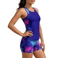 thumbnail image 6 of Nmnitkp Tankini Swimsuit for Women Floral Modest Two Piece Bathing Suit Scoop Neck Tummy Control Swim Tank Top with Boy Shorts and Padded, 6 of 8
