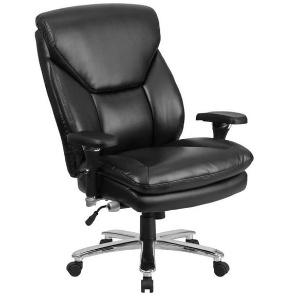 Pemberly Row Big and Tall Leather Swivel Office Chair in Black