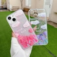 thumbnail image 2 of Compatible with iPhone 15 Quicksand Light up Case Glow in The Dark Liquid Fluorescent Floating Waterfall Floral Tulip Case Women Girly Soft TPU Luminous Shockproof Phone Cover, Purple, 2 of 7