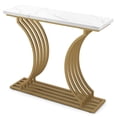 thumbnail image 5 of Costway Mesa de Entrada de Mármol Sintético de 100 CM con Estante, Kits Antivuelco, Almohadillas para Patas Ajustables y Marco de Metal, Estrecha, de Vestíbulo de Pasillo para Sala de Estar, 5 of 5