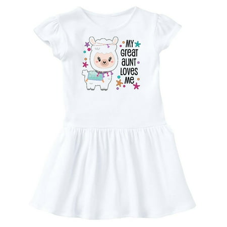 

Inktastic My Great Aunt Loves Me- cute and happy llama Gift Toddler Girl Dress
