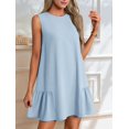 thumbnail image 4 of Womens Cute Dress A-Line Round Neck Dress Sleeveless Light Blue XL, 4 of 6