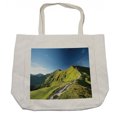 thumbnail image 1 of Polish Shopping Bag, Peaks in Tatra Mountain Slovak Polish Border, Eco-Friendly Reusable Bag for Groceries Beach and More, 15.5" X 14.5", Cream, by Ambesonne, 1 of 2