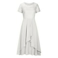 thumbnail image 4 of Graduation Dresses For Women 2023 Wedding Guest, Women Sexy Solid Short Sleeve Round Neck Lace Chiffon Mesh Waist Party Dresses White XXXL, 4 of 6