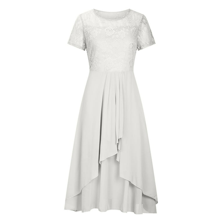 green emerald velvet dress Berylove Women White Graduation Dress One Shoulder A Line Lace Mini Dress, White / US22W main image 0