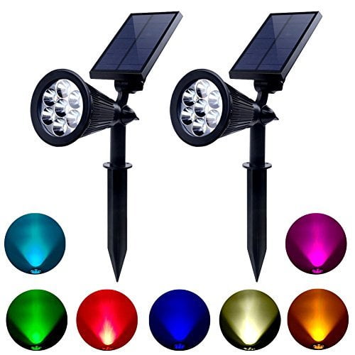 Driveway 2-in-1 Adjustable 4 LED Wall and Landscape Light; Spotlight Bright-and-Dark Sensing Auto On/Off Security Lighting; Ideal for Patio and Pool 2 Pack Garden Yard Lemontec Solar Lights