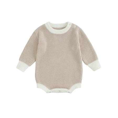 

Bangyeer Toddler Baby Sweater Romper Contrast Colors Knit Long Sleeve Jumpsuit