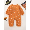 thumbnail image 6 of Newborn Baby Boy Girl Halloween Outfit Infant Pumpkin Ghost Romper Cotton Linen Long Sleeve Jumpsuit Cute Fall Clothes, 6 of 7