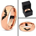 thumbnail image 4 of Tungsten Bat Spread Wings Band Ring 7mm Men Women Comfort Fit 18k Rose Gold Dome Polished, 4 of 4
