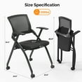 thumbnail image 4 of Ktaxon Ergonomic Rolling Office Chair Conference Room Chair Moveable Stackable Chair with Wheels and Adjustable Armrest for Home Meeting Furniture, 2 Pack, 4 of 8