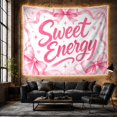 thumbnail image 6 of Sweet Energy Script Text with Decorative Elements, Dreamy Watercolor for Teen Girls, Feminine Bow Wall Art, Birthday Gift Tapestry Wall Hanging for Bedroom and Dorm, 6 of 7