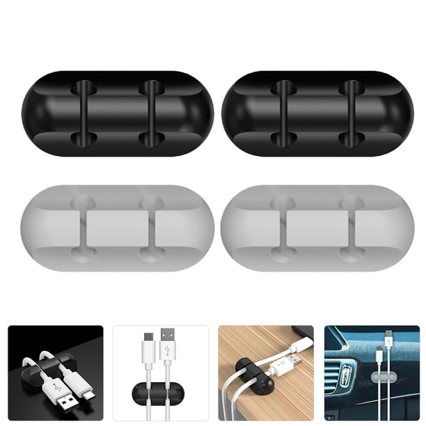 TEHAUX 4Ud Sujetacables De Silicona Autoadhesivo Para Cables De Datos En Superficies