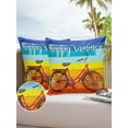 thumbnail image 6 of Pack of 2 Outdoor Pillow Covers, Happy Summer Bicycle Wooden Waterproof Square Throw Pillowcase Cushion Decorative Pillow Covers for Couch Patio Tent, 26x26 in, 6 of 6