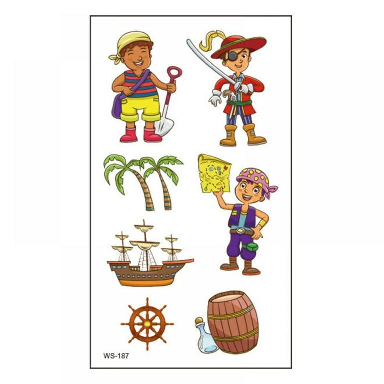 Temporary Tattoo Stickers Kids Tattoos/10 Sheets Temporary Tattoos for Kids/Pirate  Stickers/Pirate Party/Kids Temporary Tattoos 10 Sheets Pirate Tattoos  Waterproof Temporary Tattoo for Children Kids 