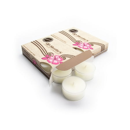 Pure Gardenia Tealight Candles Multi Pack (12 White Highly Scented Tea Lights) - Made With Essential & Natural Oils - Clear Cup for Beautiful Candlelight - Flower & Floral Collection