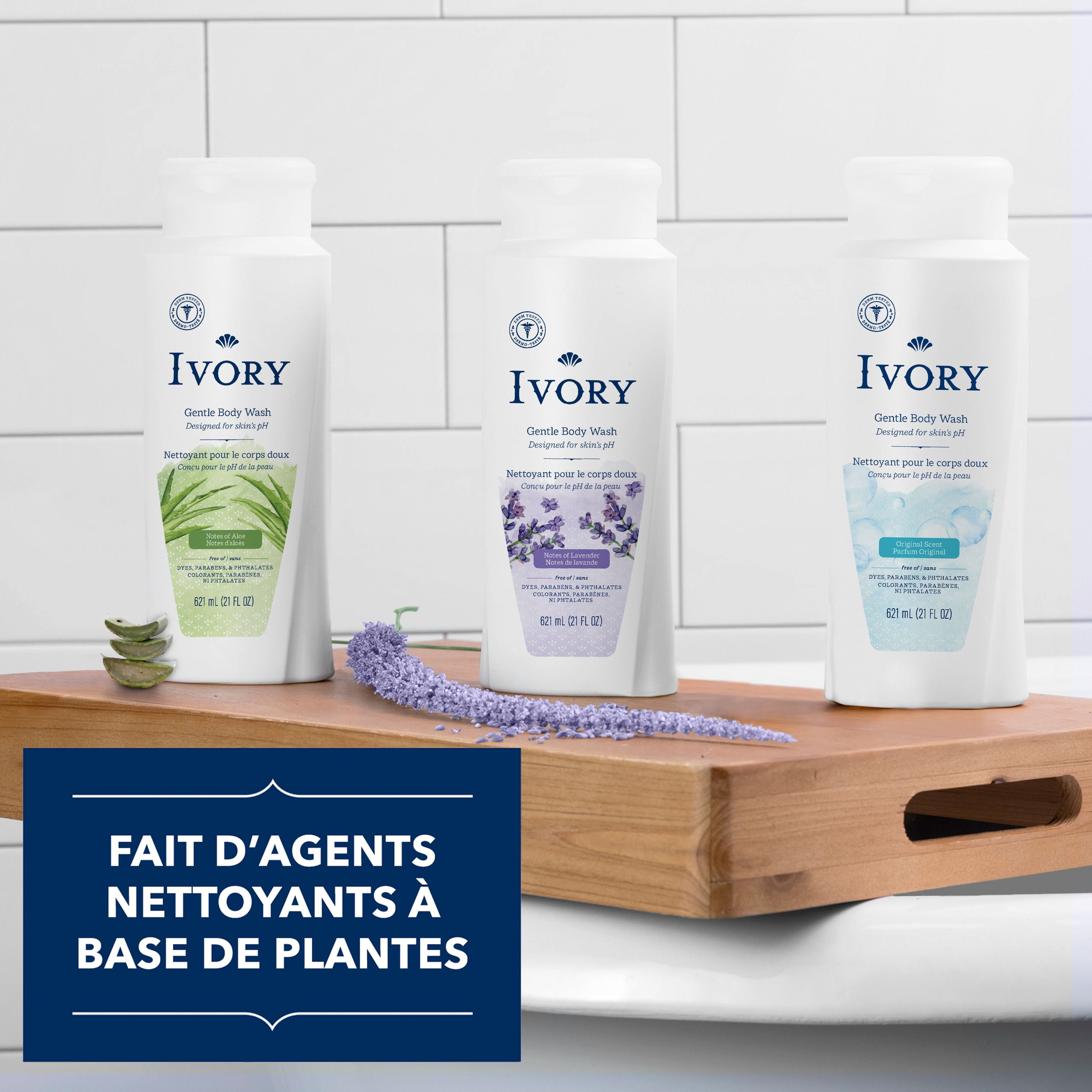 Ivory Mild & Gentle Body Wash, Lavender Scent, 621ML