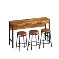 thumbnail image 7 of Aukfa Bar Table Set for 3 with Charging Station and Drawers, 4-Piece Counter Height Dining Table Set with 3 PU Stools, Brown, 7 of 7