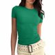 thumbnail image 1 of Camiseta básica ajustada de manga corta para mujer: camiseta estampada de corte ajustado, top informal de verano, ideal para el uso diario y las actividades al aire libre., 1 of 6