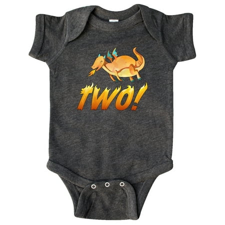 

Inktastic 2 Second Birthday Orange Dragon Breathing Fire Gift Baby Boy or Baby Girl Bodysuit