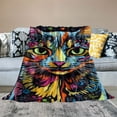thumbnail image 2 of BCIIG Colorful Cat Blanket for Bed,  Dean Russo Confident Cat Throw Blanket for Women, Men and Kids - Super Soft Plush Cat Blanket Throw Plush Blanket for Cat Lovers 60x80in, 2 of 6