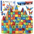 thumbnail image 2 of SUNNY AUNTIE Magnetic Tiles 100 PCS with 2 Cars, Magnetic Tiles for Kids & Toddlers, Toy for 3 4 5 6 7 8 Year Old Boys & Girls, Gift Box, 2 of 8