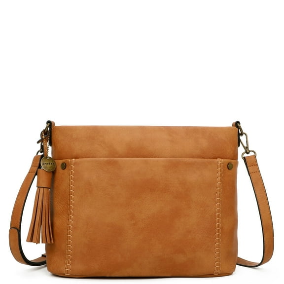 Christina Womens Vegan Leather Multi-Functional Crossbody bag by Ampere Creations - Light Brown