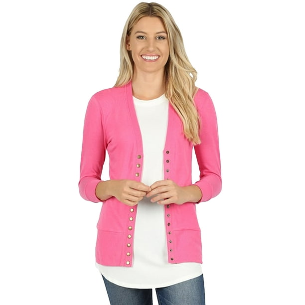 Zenana 34 Sleeve Snap Button Sweater Cardigan 2 Walmart Zenana 34 Sleeve Snap Button Sweater Cardigan 2 Walmart