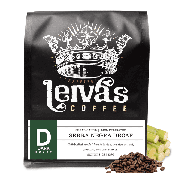 Leiva’s Decaf Whole Bean Coffee (8oz), Guatemalan Dark Roast Beans – Serra Negra Organic Decaf Coffee Beans w/ Roasted Peanut, Popcorn & Citrus Notes, Perfect for Drip Coffee