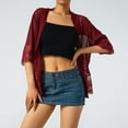 thumbnail image 3 of Caitzr Women's Casual Lace Cardigan Summer Lightweight Crochet Floral Short Sleeve Shrugs Mesh Sheer Bolero Cover Up, 3 of 8