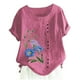 thumbnail image 2 of Fiudx Ropa de Mujer Camiseta de Verano con Cuello Redondo y Manga Corta para Mujer, Informal, con Botones Impresos, 2 of 3