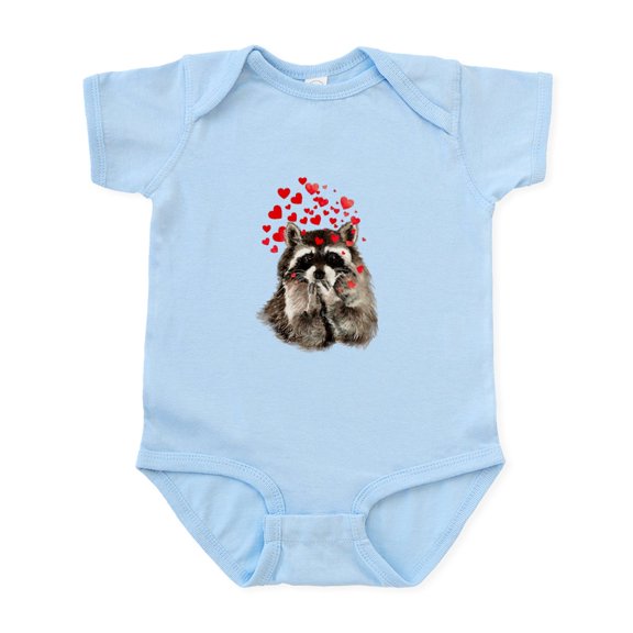 CafePress - Raccoon Blowing Kisses Cute Animal Love Body Suit - Baby Light Bodysuit, Size Newborn - 24 Months
