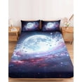 thumbnail image 2 of Twin Sze Fitted Sheet Set - Moon Explosion 2 Piece Bedding Sets 16" Deep Pocket Fitted Sheet with 1 Pillowcase, Modern Abstract Art Galaxy Universe Brushed Microfiber Hotel Luxury Bed Sheets, 2 of 9