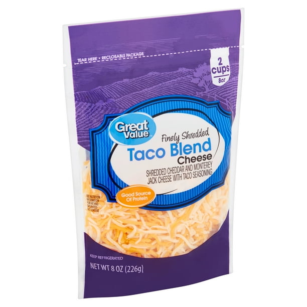 Great Value Finely Shredded Taco Blend Cheese, 8 oz