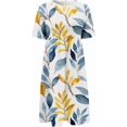 thumbnail image 4 of Robes de Printemps pour Femmes Décontractées Manches 3/4 Longue Robe Évasée Basique Plage Vacances Travail Maxi Robe 2025, 4 of 5