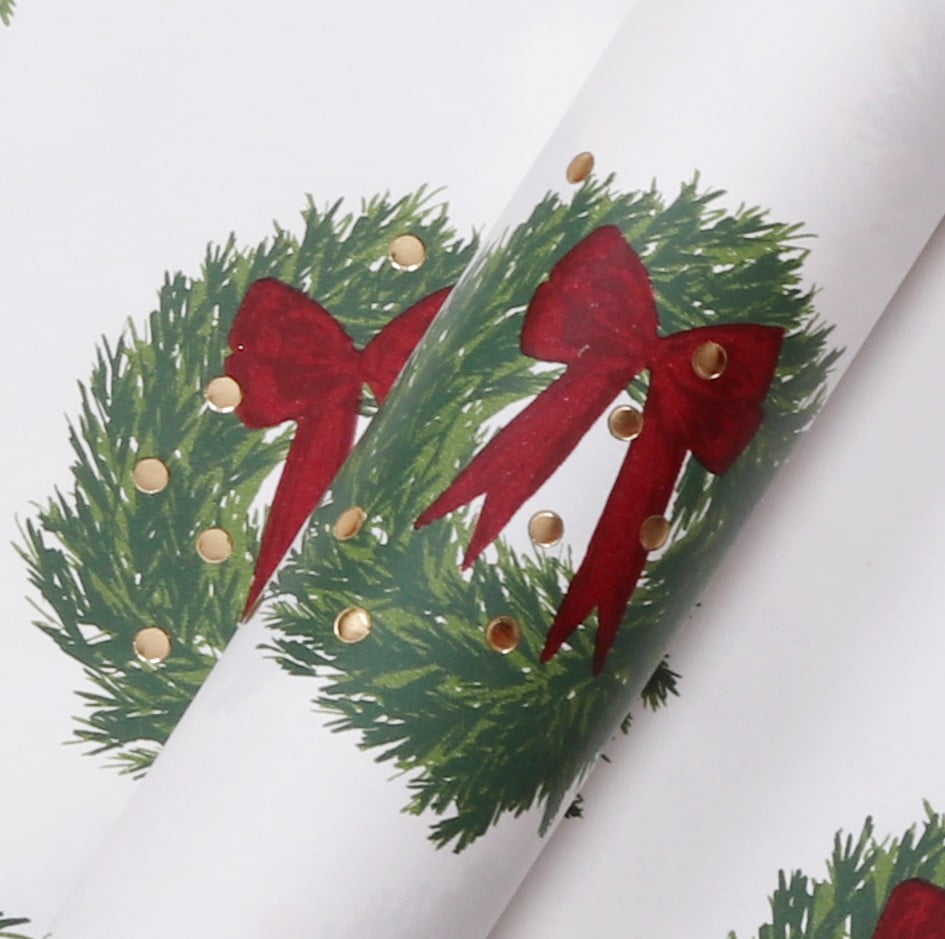 Holiday Time Red and Green Christmas Wrapping Paper, 15 Sq ft