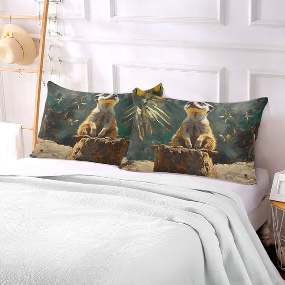 Pillow Case Plush Pillow Meerka Look Up The Sky Case standard size/King size/Queen size Bed Pillow Pillowcases