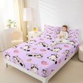 thumbnail image 3 of Manfei Cartoon Kitten Dessert Queen Sheets, Dessert Teapot Queen Sheet Sets, Lavender Pink, 4-Piece, 1 Flat Sheet, 1 Fitted Sheet and 2 Pillowcases, 3 of 6