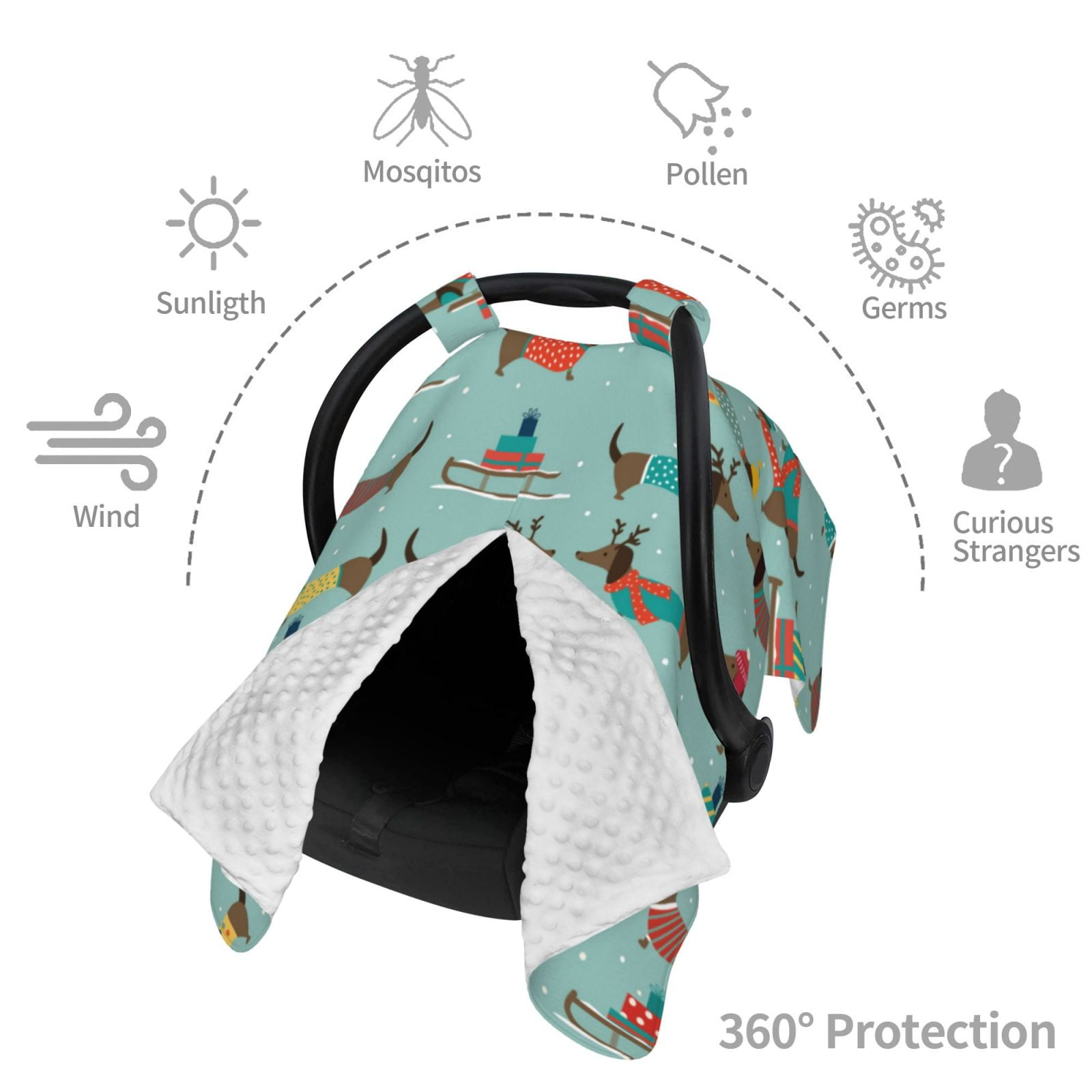 Car Seat Cover Baby - winter ski Dachshund Breathable Infant Car Seat Cover for Baby Carseat, Lightweight Comfort Baby Essentials Must Haves Newborn Stuff for Girl Boy
