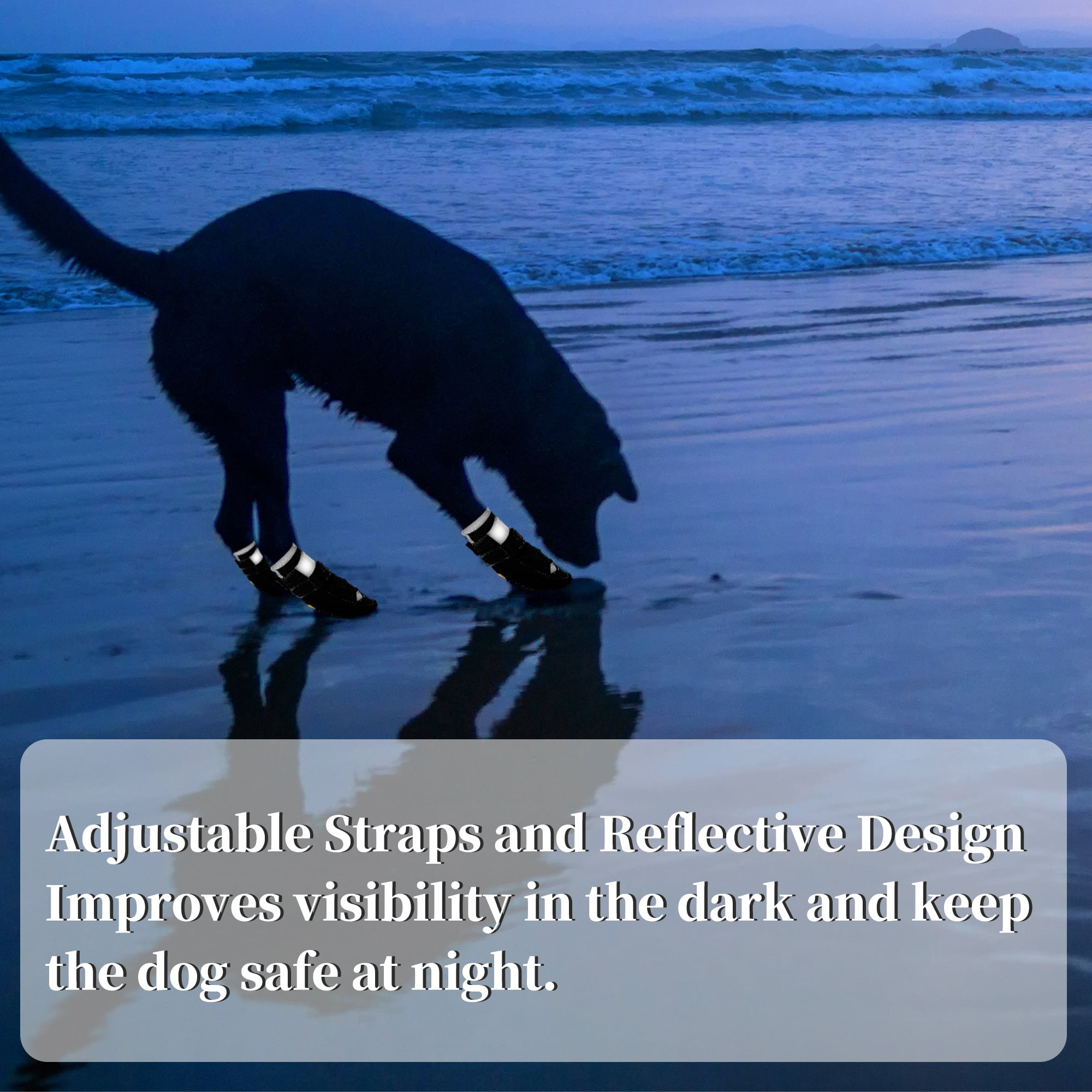 Unique Bargains 4pcs Reflective Waterproof Dog Anti Slip Shoes for Dogs X Large