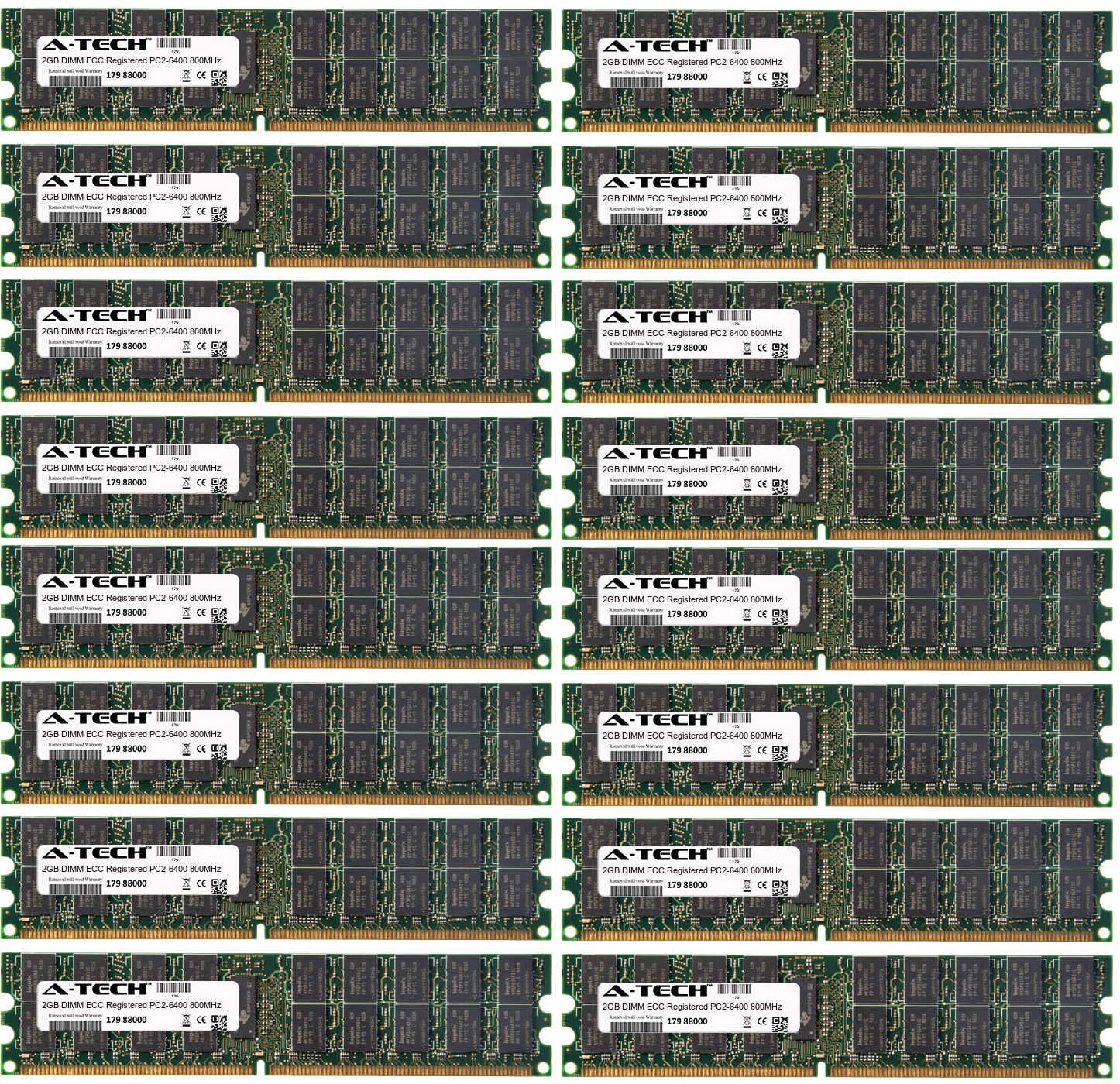 32GB Kit 16x 2GB Modules PC2-6400 800MHz ECC Registered DDR2 DIMM ...